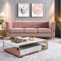 Fx P82 Pk Sofa Modern Designs Velvet Upholstered Living Room Sofa, 3 Seat Sofa Couch With Golden Metal Legs For Home, Apartment Or Office Pink Sofa Pink Velvet 3 Seat