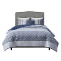 4 Piece Jacquard Quilt Set With Throw Pillow Navy Full Queen Full Navy Polyester
