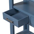 62.2'' Modern Console Table Sofa Table For Living Room With 4 Drawers And 2 Shelves Navy Blue Solid Wood Mdf