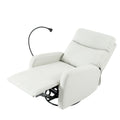 Rocking Recliner Chair,360 Degree Swivel Nursery Rocking Chair,Glider Chair,Modern Small Rocking Swivel Recliner Chair For Bedroom,Living Room Chair Home Theater Seat,Phone Holder Light Gray Solid Light Brown Primary Living Space Push Button Rubberwood