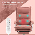 Vinsetto Executive Massage Office Chair With 6 Vibration Points, Microfiber Computer Desk Chair, Heated Reclining Chair With Footrest, Armrest, Double Padding, Pink Pink Polyester