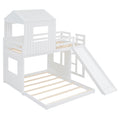 Wooden Twin Over Full Bunk Bed, Loft Bed With Playhouse, Farmhouse, Ladder, Slide And Guardrails, White Old Sku :Lt000028Aak Twin White Solid Wood