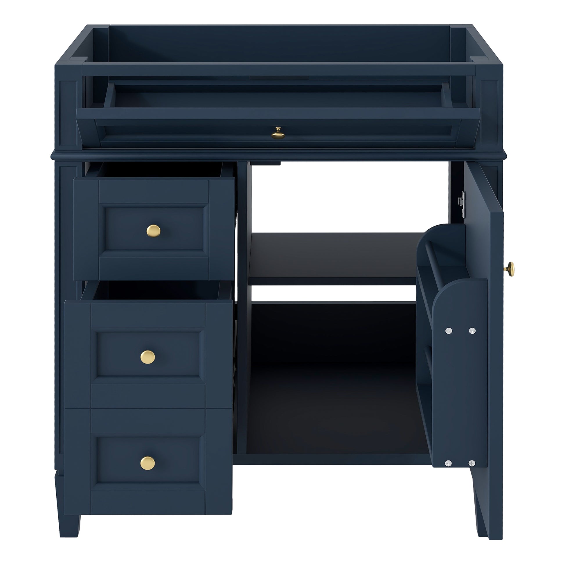 30'' Bathroom Vanity Without Top Sink, Modern Bathroom Storage Cabinet With 2 Drawers And A Tip Out Drawer Not Include Basin Blue Bathroom Solid Wood Mdf