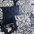 7 Piece Cotton Printed Comforter Set Indigo Queen Queen Indigo Polyester