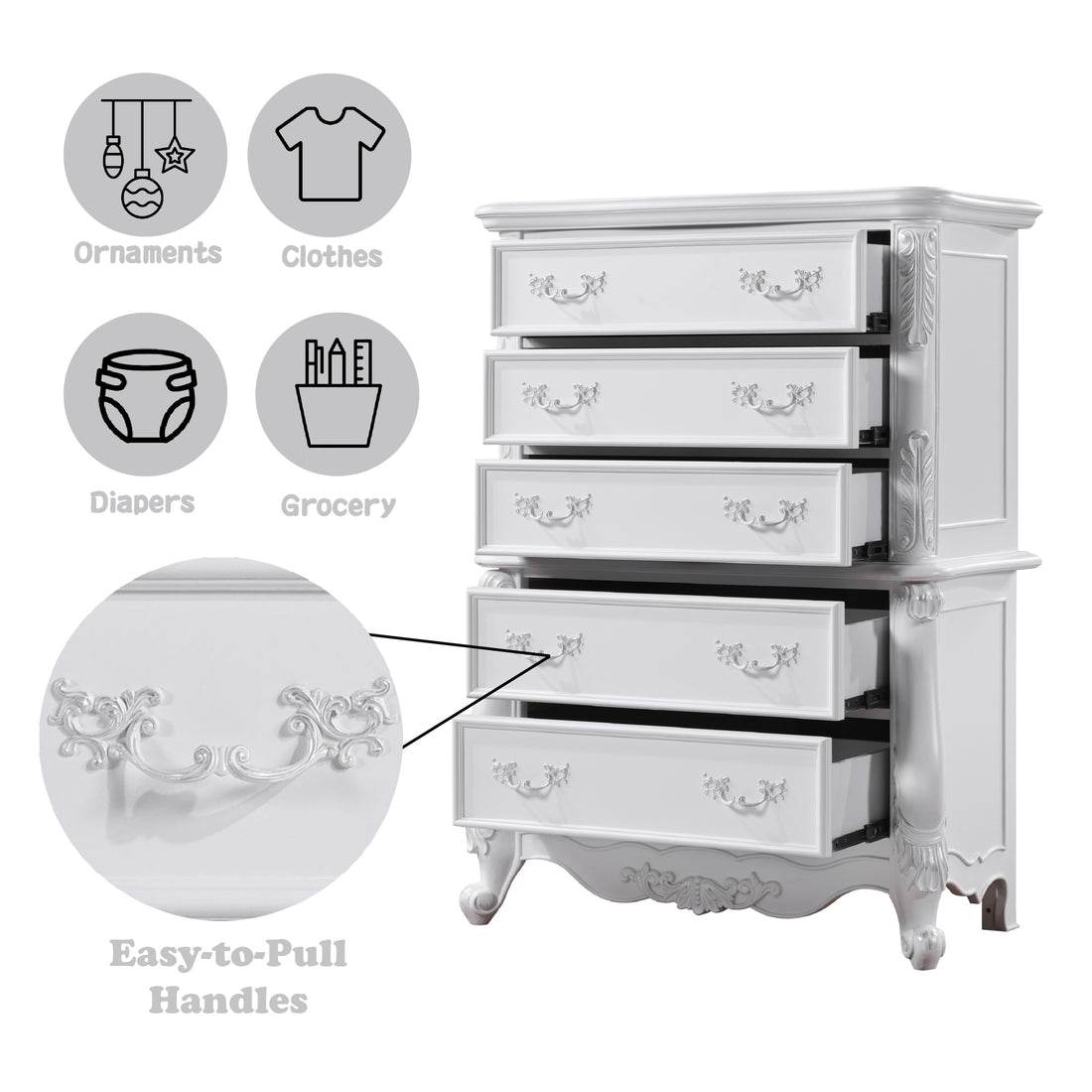 Latisha Chest, White Finish Bd02258 White Wood