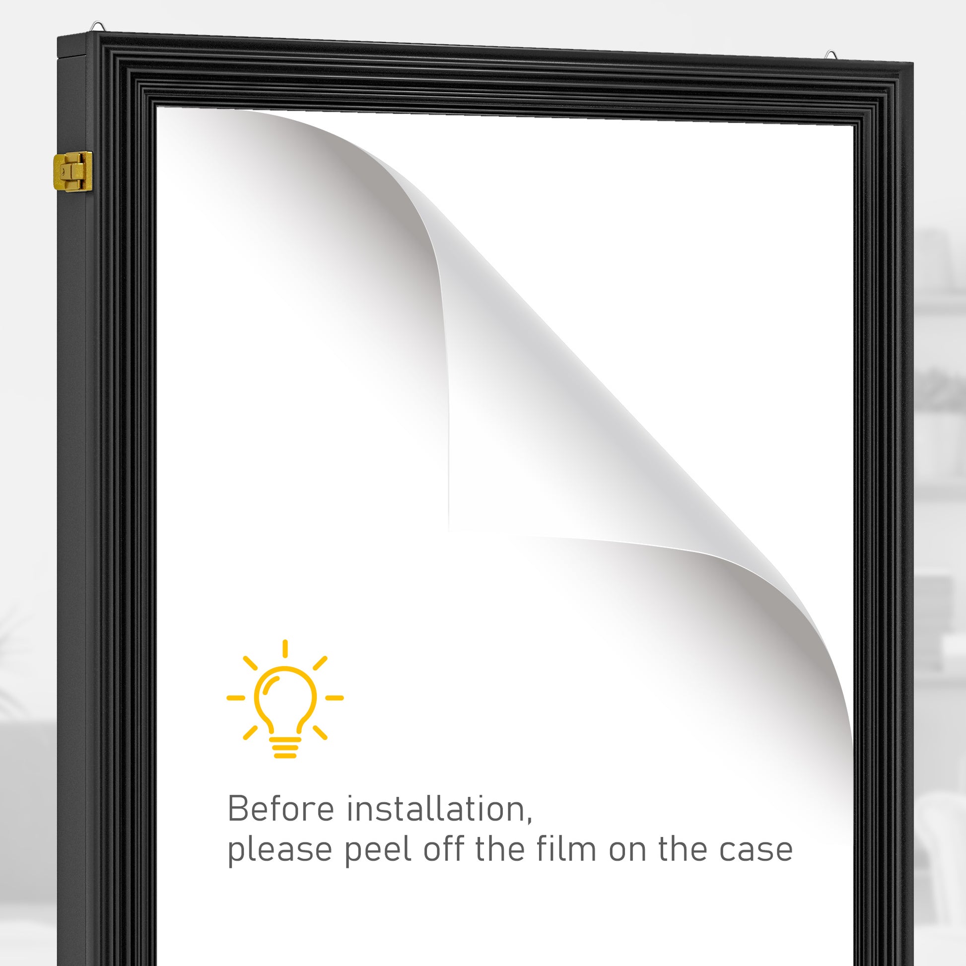 Homcom 24" X 32" Jersey Frame Display Case, Uv Resistant Jersey Shadow Box With 2 Keys, Hanger, Black Black Mdf