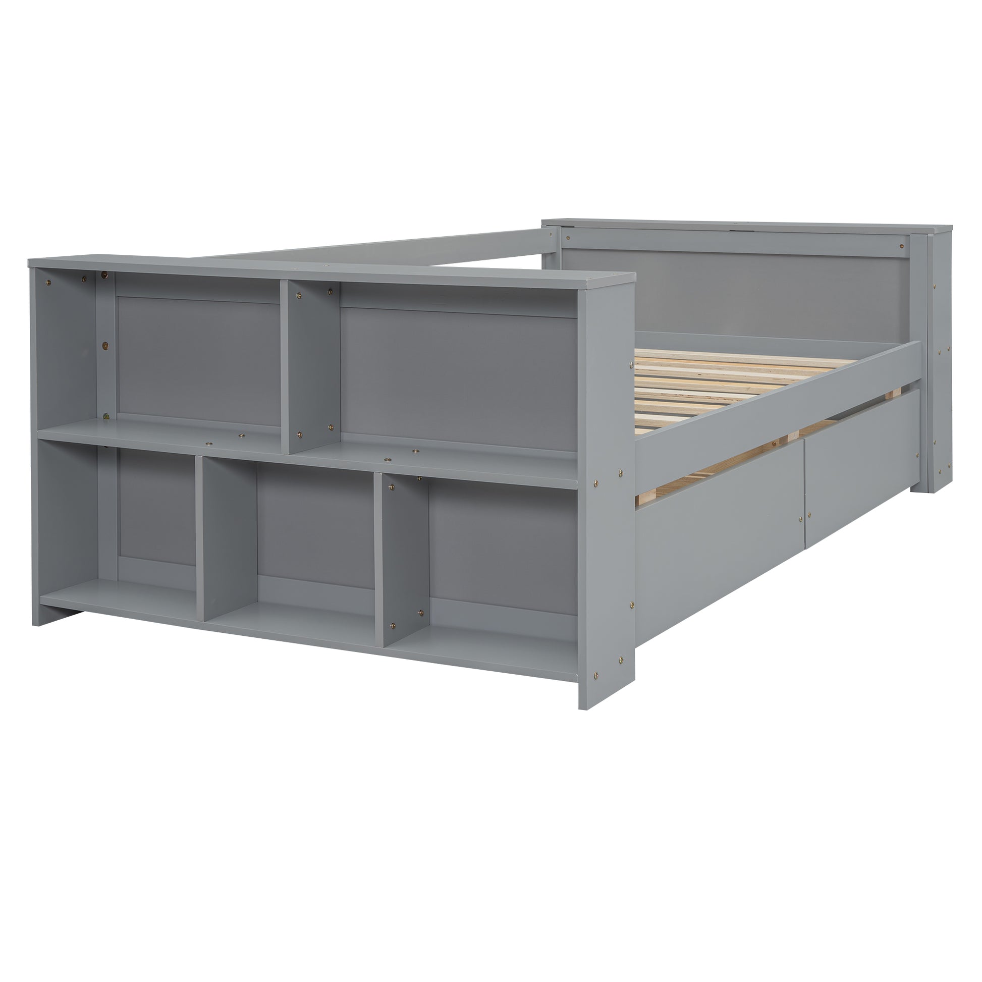 Twin Size Daybed With Shelves And Drawers, Gray Twin Gray Pine