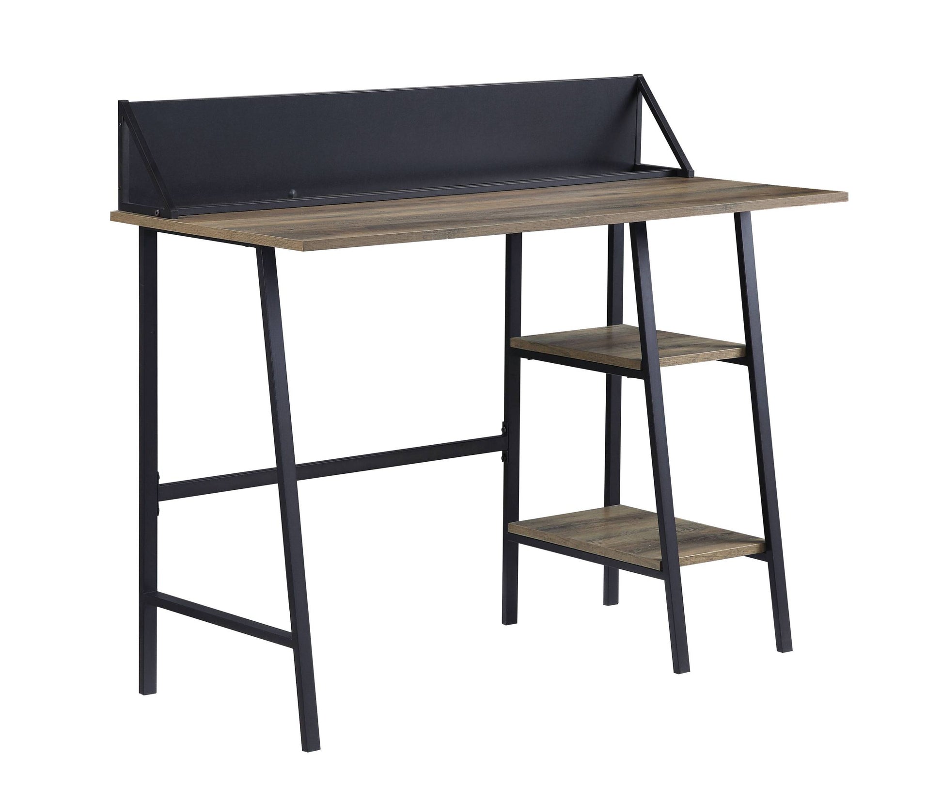 Garima Writing Desk, Rustic Oak & Black Finish Of00321 Black Mdf Metal