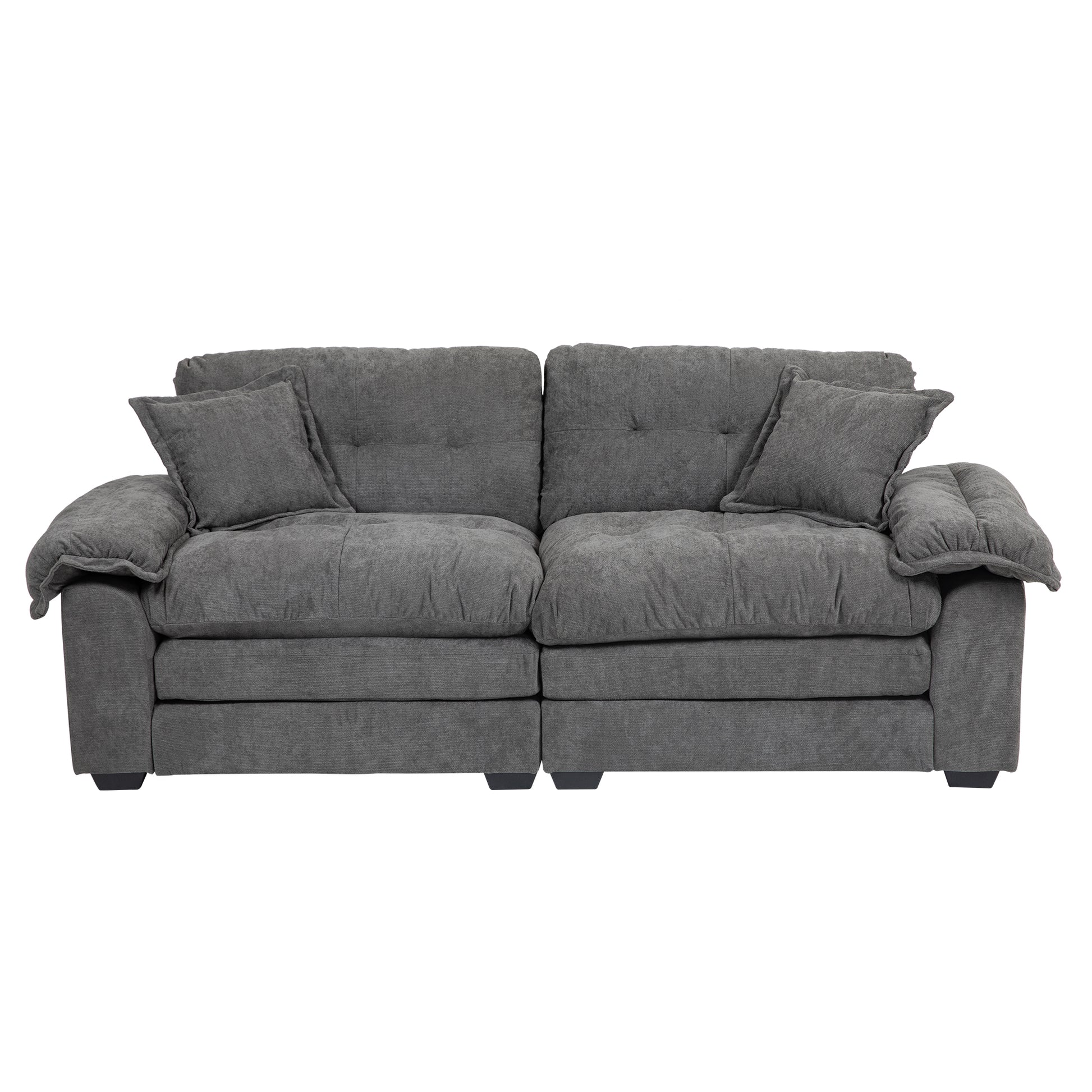 84" Chenille Recliner Sofa Small Sofa Loveseat Deep Seat Sofa Couch With 2 Throw Pillows & Memory Foam For Living Room Apartment Office Lounge Grey Grey Memory Foam Chenille,Upholstered 2 Seat