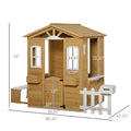 Outsunny Outdoor Playhouse For Kids Wooden Cottage With Working Doors Windows & Mailbox, Pretend Play House For Age 3 6 Years Natural White Wood