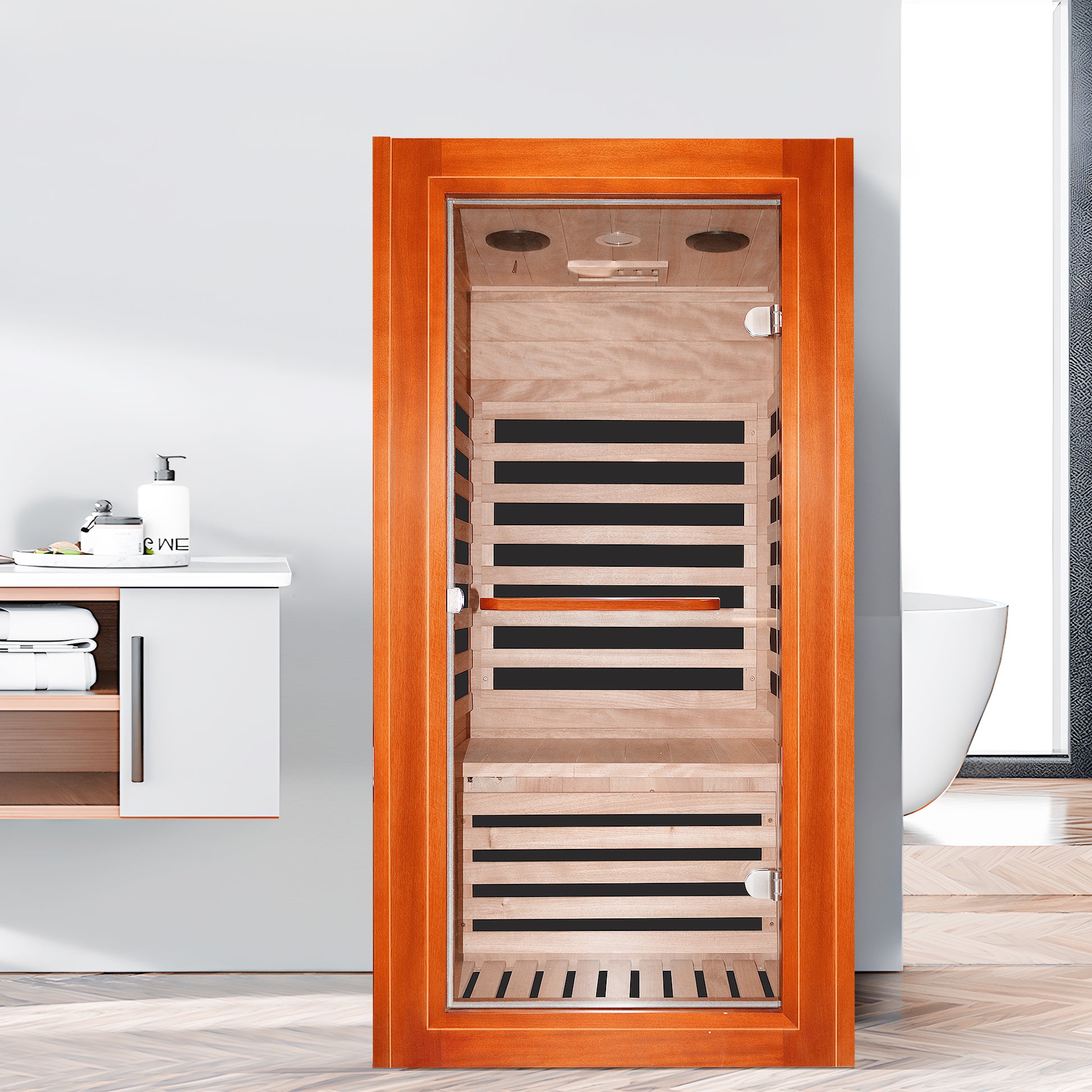 Infrared Sauna Room Single Room Natural Metal & Wood Solid Wood