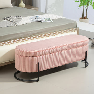 Coolmore Storage Ottoman,Bedroom End Bench,Upholstered Fabric Storage Ottoman With Safety Hinge, Entryway Padded Footstool, Ottoman Bench For Living Room & Bedroom Pink Pink Foam Velvet