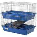 Pawhut 2 Tier Guinea Pig Cage, Ferret Cage, Chinchilla Cage, Small Animal Cage Indoor With Dish And Bottle, 2 Doors, Deep Bottoms, Ramp, 28