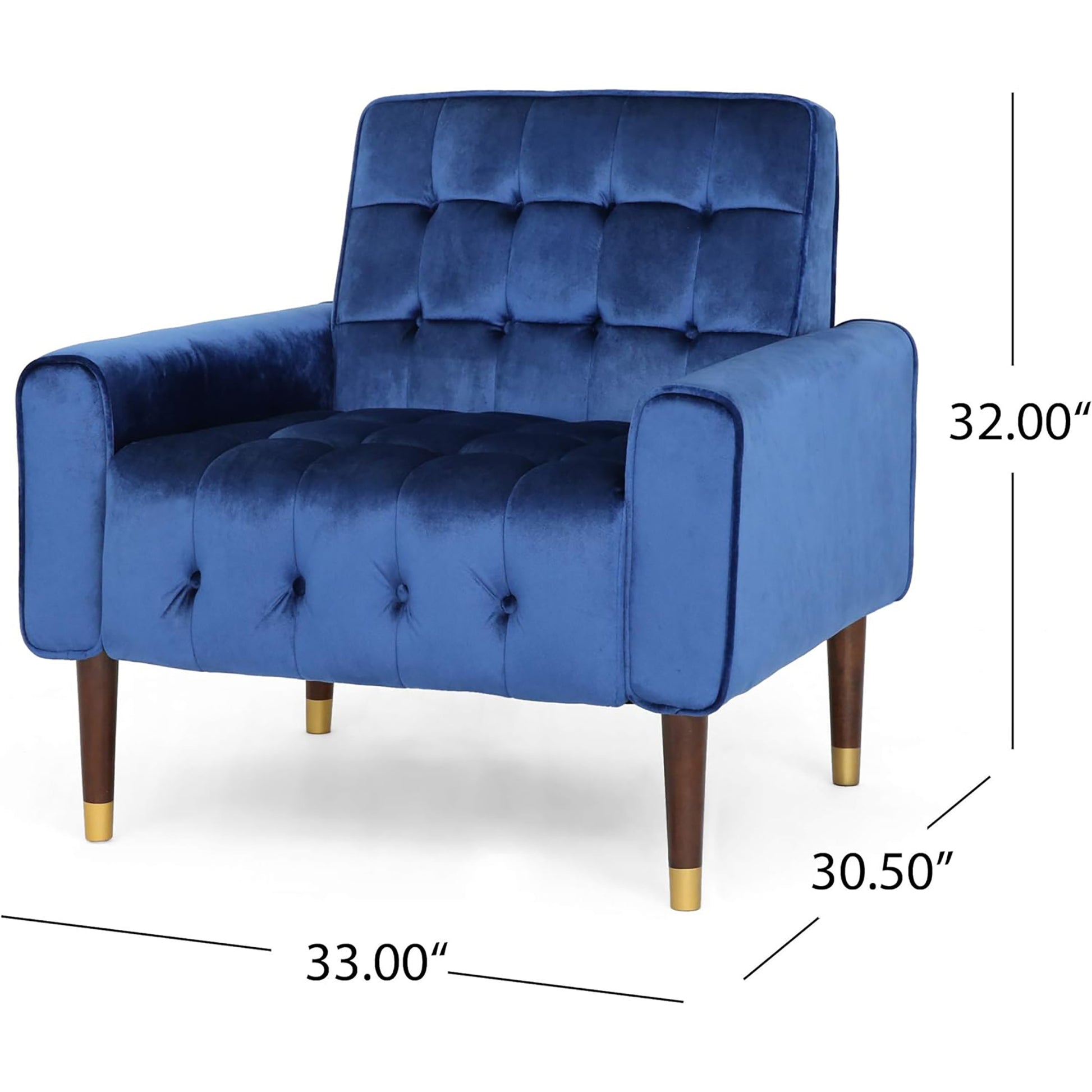 Mirod Comfy Arm Chair With Tufted Backmodern For Living Room, Bedroom And Study Navy Blue Velvet