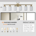 6 Light Golden Bathroom Vanity Light Fixture, Frosted Glass Shades, Modern Wall Mounted Lighting No Bulbs Golden Glass,Iron