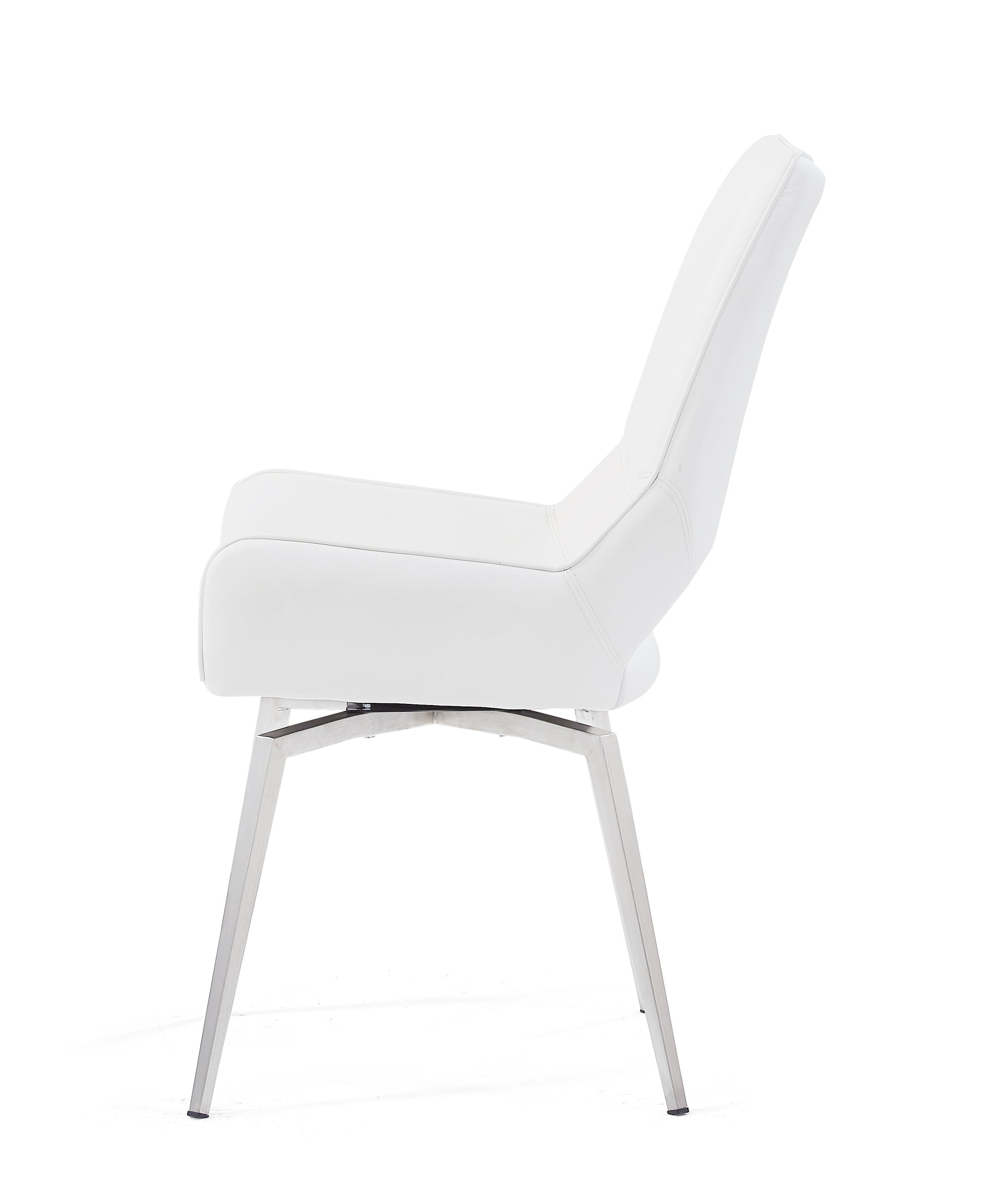 Jack Swivel White Dining Chair Kit Of 2 White Stainless Steel