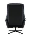 Black Motion Swivel Accent Chair With Ottoman Black Genuine Leather Manual Push Button Metal Primary Living Space Tight Back Modern Push Button Pillow Top Arms Genuine Leather