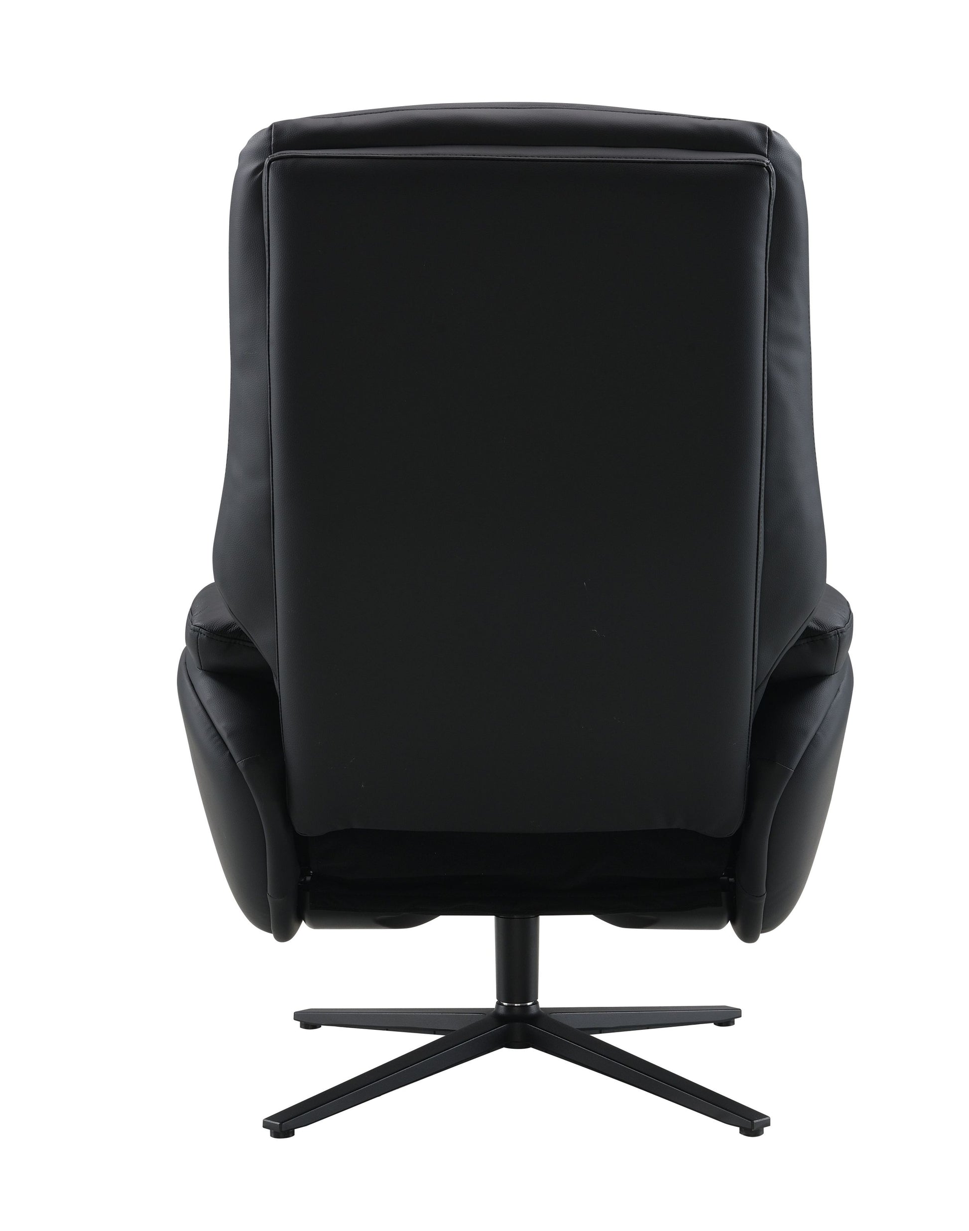 Black Motion Swivel Accent Chair With Ottoman Black Genuine Leather Manual Push Button Metal Primary Living Space Tight Back Modern Push Button Pillow Top Arms Genuine Leather