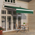 Outsunny 8' X 7' Patio Retractable Awning, Manual Exterior Sun Shade Deck Window Cover, Green Green Steel