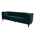 3 Seater Sofa, Upholstered Tufted Coach, Velvet Sofa, Green Frosty Green Velvet 3 Seat