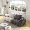 86.6 Large Size Two Seat Sofa,Modern Upholstered,Beige Paired With Grey Suede Fabric Beige Grey Velvet Wood Primary Living Space Soft Modern Eucalyptus Polyurethane Foam Eucalyptus 3 Seat