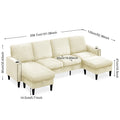 Off White Chenille Sectional Sofa, U Shaped Sofa Couch With High Density Memory Foam, 4 Seat Comfy Modular Sofa Couch For Living Room, Modern U Shaped Sectional Sofa,U Shaped Off White Off White