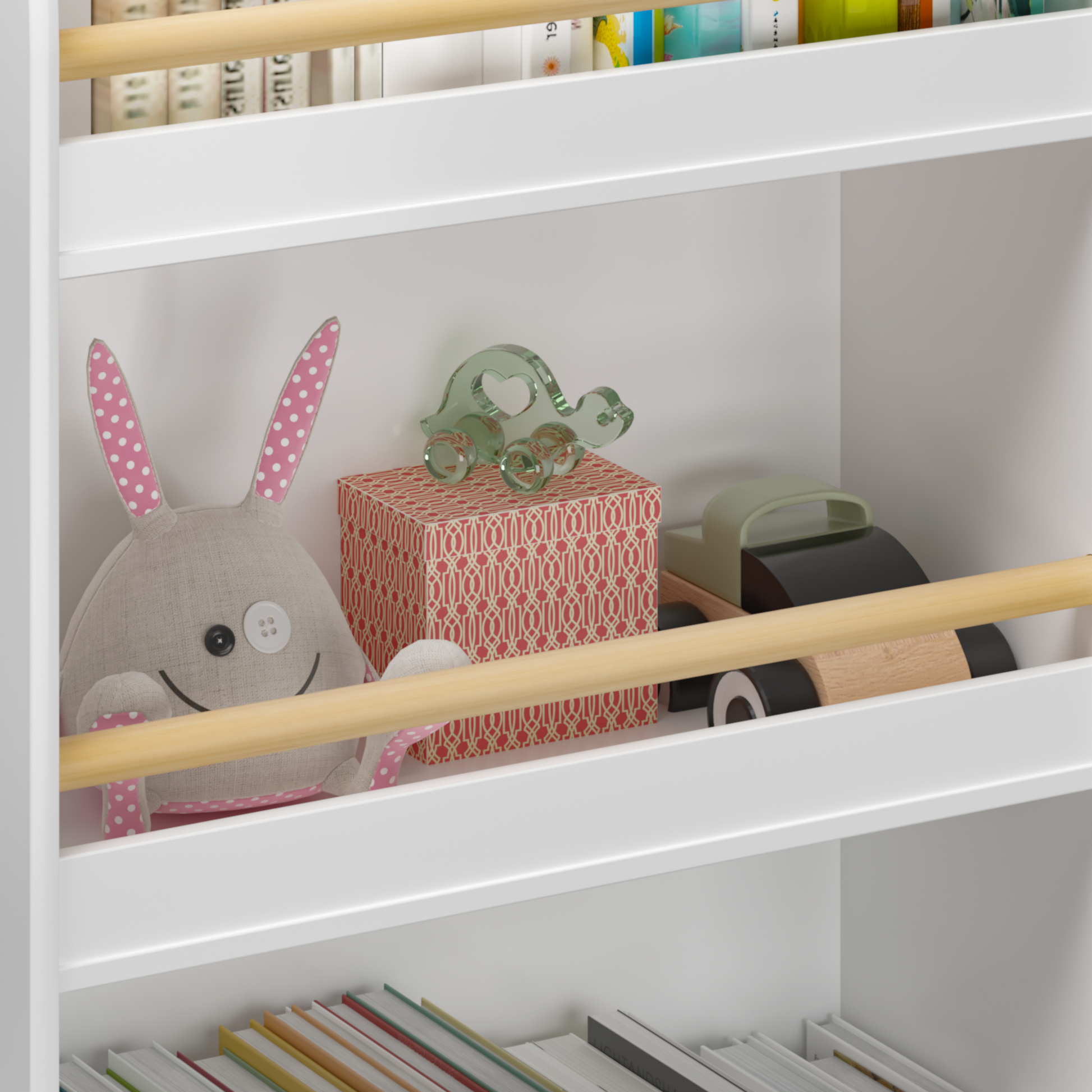 Kids Bookshelf, 3 Tier Bookcase, Book Organizer, Toy Storage Cabinet Organizer, White White Primary Living Space Mdf