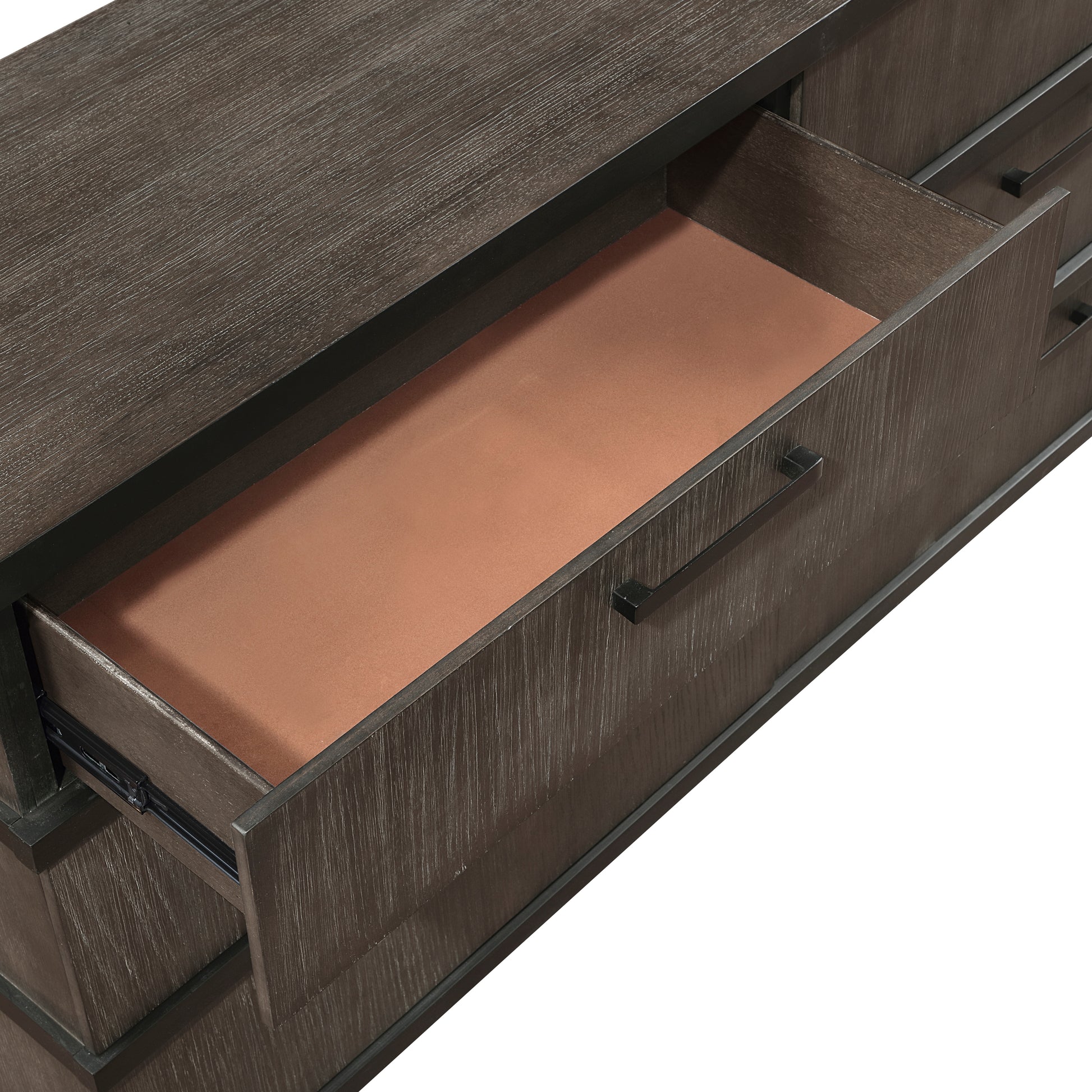 Two Tone Brown Black Finish 6 Drawers Dresser 1Pc Modern Industrial Design Bedroom Furniture Black,Brown Gray Wood