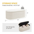 Storage Chenille Ottoman Bench Upholstered Fabric Storage Bench End Of Bed Stool With Safety Hinge For Bedroom, Living Room, Entryway, Closet 40 Inch, White White Contemporary Polyurethane Foam