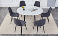 Table And Chair Set.Modern Extendable Mdf Dining Table.The Table Has A Telescopic Design, Suitable For Gatherings Of Different Size.Paired With 6 Chairs With Fabric Cushion And Black Metal Legs. Dark Gray,White Seats 6 Mdf Metal