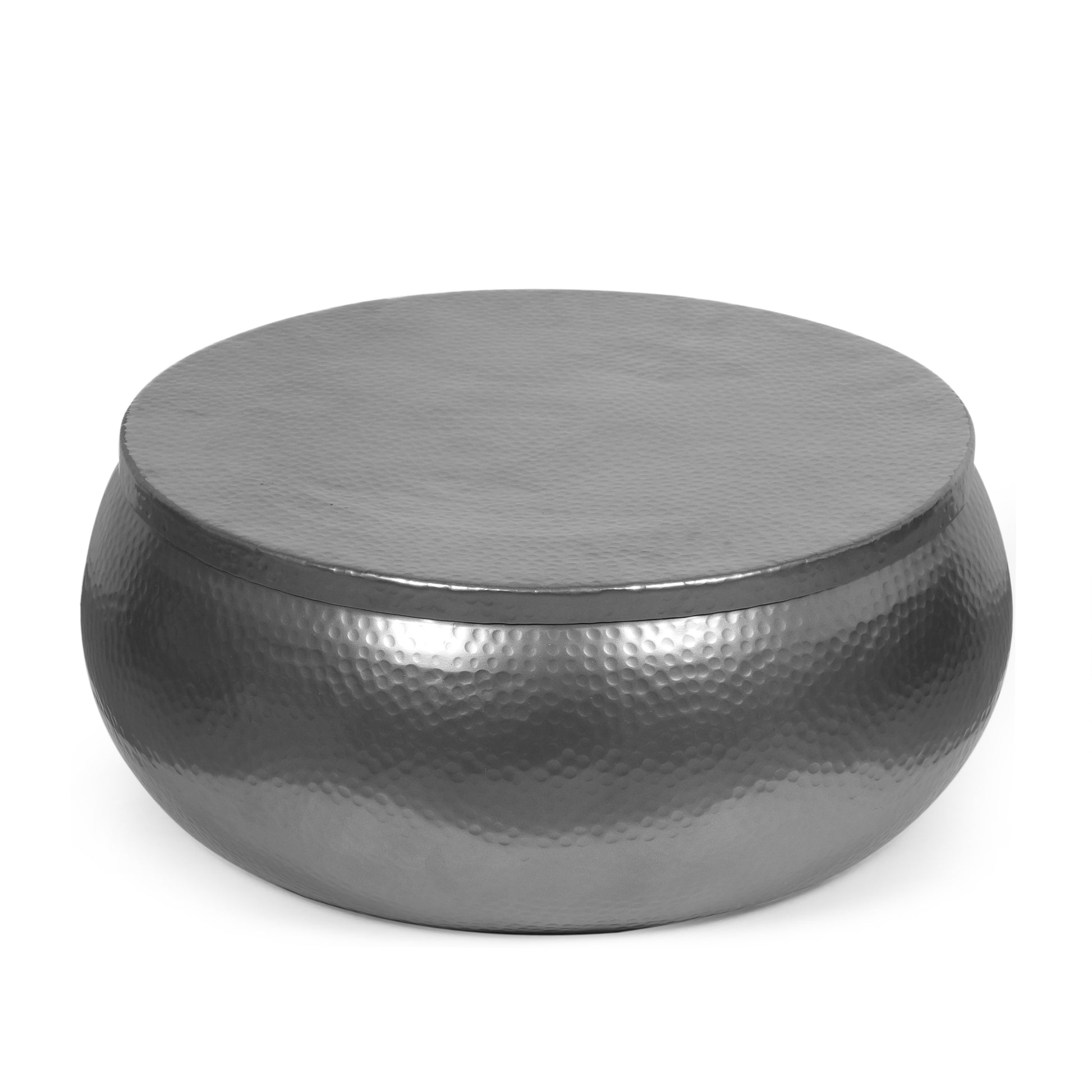 Aluminum Drum Coffee Table Nickel Aluminium