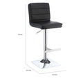 Casual Armless Adjustable Bar Height Stool, Black, Set Of 2 Chrome Metal