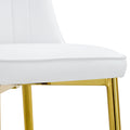 4 Modern Dining Chairs, Sleek Pu Leather Backrest, And Gold Metal Legs Bring A Comfortable Home Experience To The Kitchen, Bedroom, And Office. White Pu