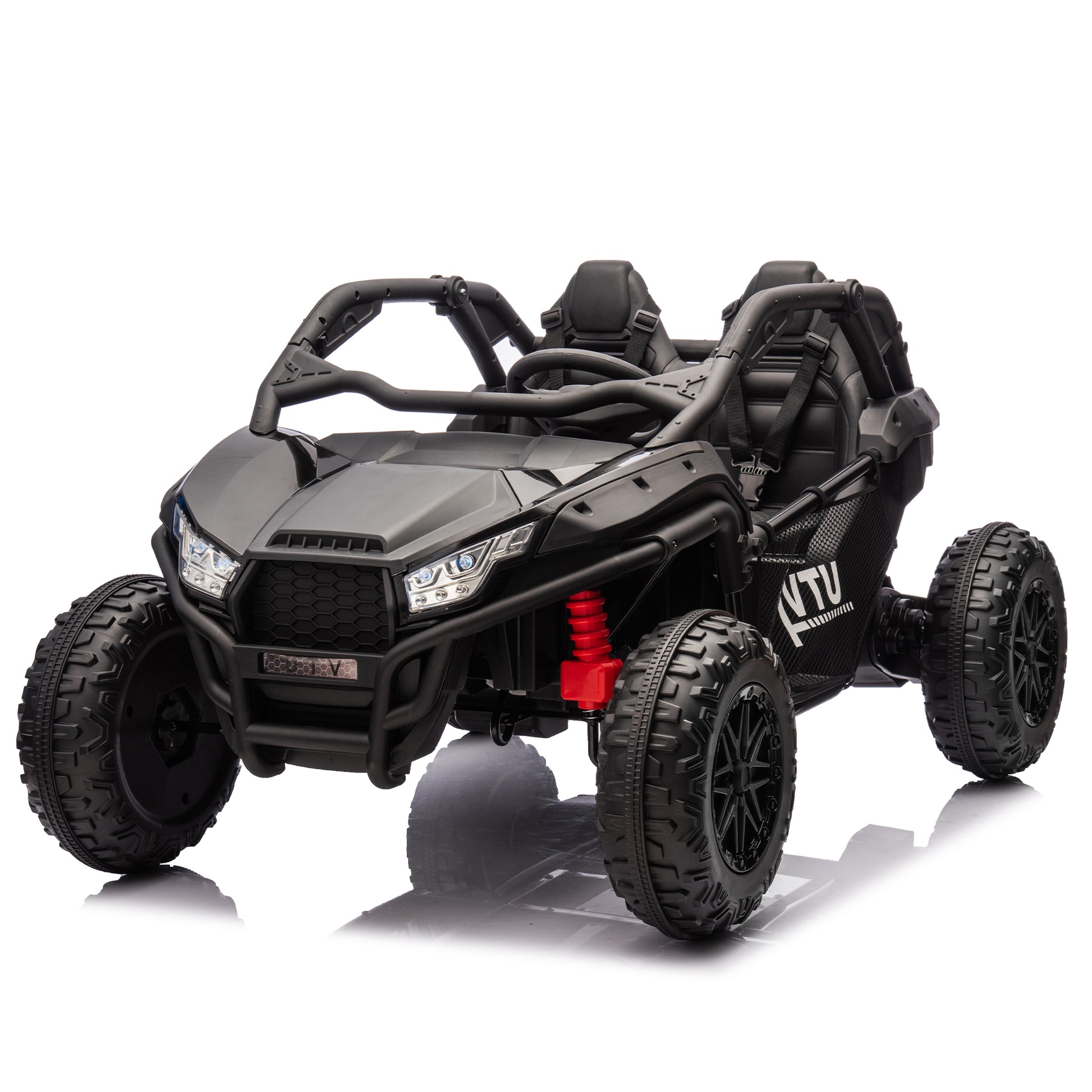 24V Two Seater Kids Ride On Utv W Parents Control,20In Seat Width,400W Super High Power,Four Wheel Suspension,Bluetooth,Mp3,Usb,Led Light,Horn,Rear Storage Space,Speeds 3.73 4.97Mph For Kids Aged 3 . Black 100 149 Lbs Polypropylene