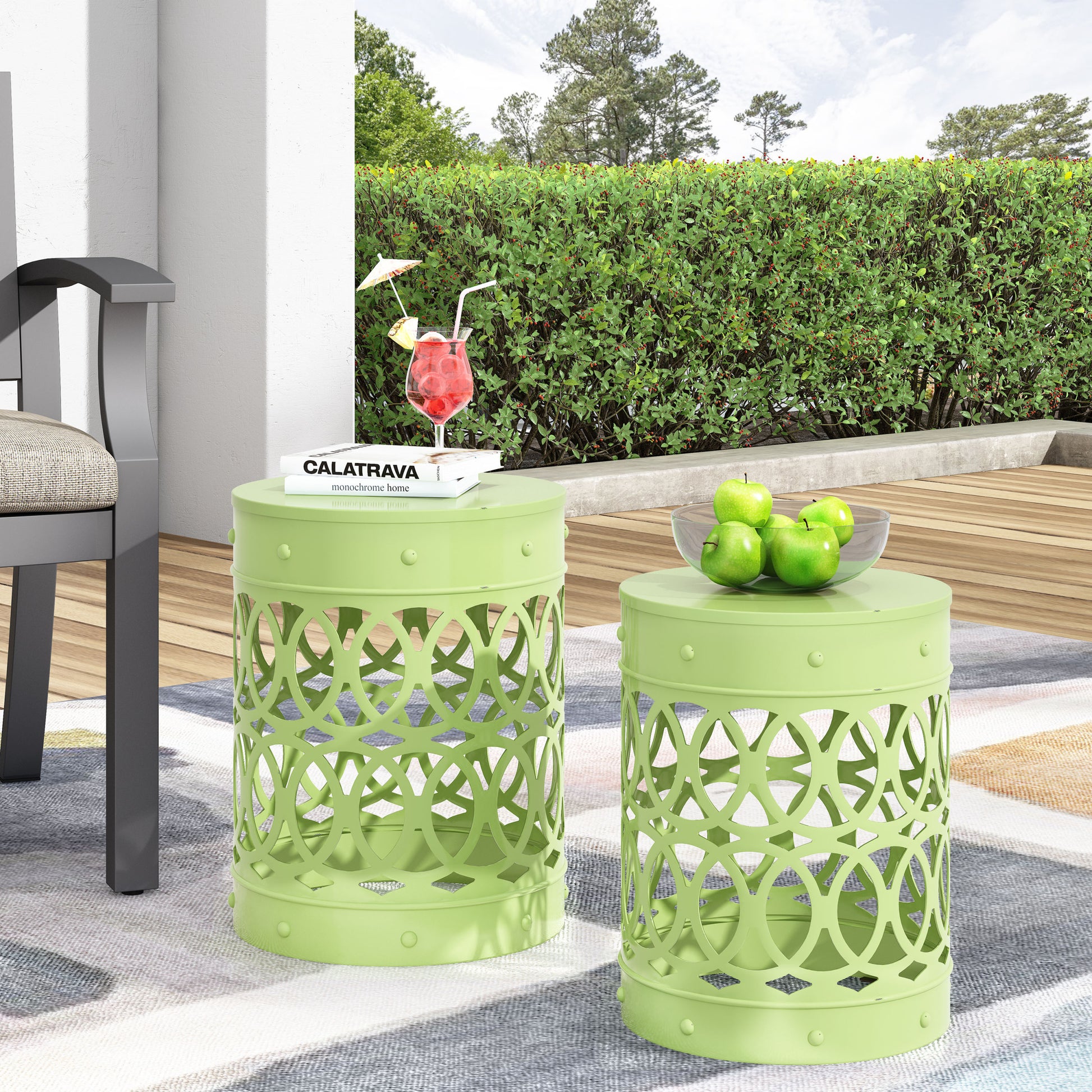 Metal S 2 End Table Green Iron