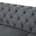 Mirod Comfy 3 Seat Sofa With Wooden Legs, Retro Style For Living Room Charcoal Fabric 3 Seat