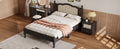 3 Pieces Bedroom Set With Full Size Wooden Bed Frame, 1 Vintage Nightstand And 1 Makeup Vanity Set With Stool,Black Expected Arrival Time: 08.23 Full Black 3 Piece Set Wood