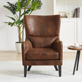 Hi Back Studded Chair,Arm Chair,Living Room, Study And Bedroom Brown Polyester