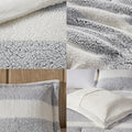 Sherpa Comforter Set King Grey Ivory Polyester