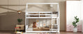 Twin Over Twin House Floor Bunk Bed With Headboards, Footboards And Guardrails, Ladder, Rubber Wood Bunk Bed With Safety Guardrails,White Twin White Rubber Wood