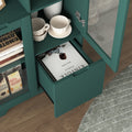 Wooden Floor Cabinet With 2 Glass Doors And 2 Storage Space,Blue Living Room Bathroom Entryway Green Green Mdf