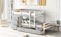 Twin Over Twin Loft Bunk Bed With Drawers And Ladder, Gray Twin Gray Pine