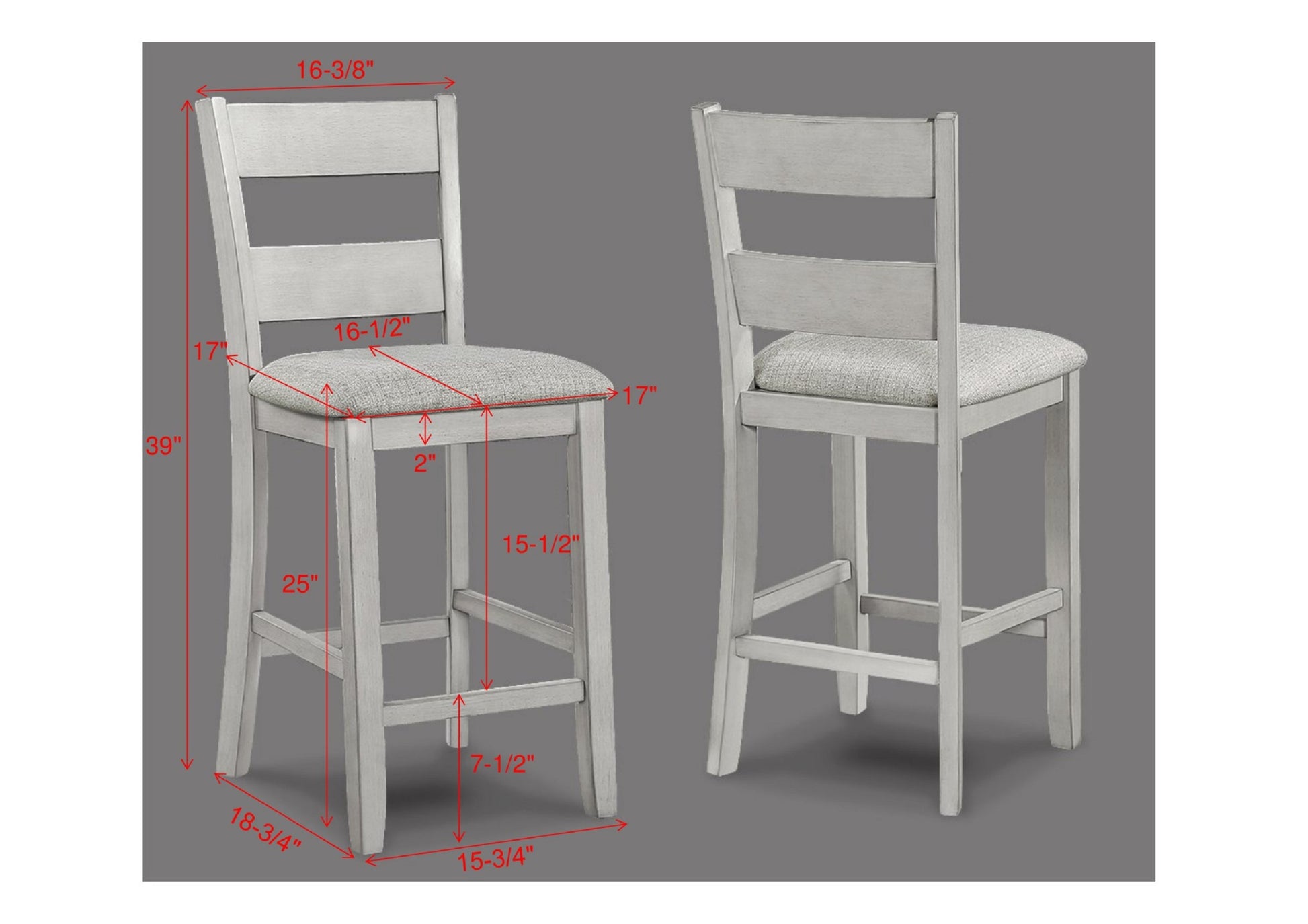 Rustic Farmhouse 5 Pc Counter Height Dining Set Square Table Wood Top Bottom Display Shelf Linen Look Fabric Upholstery Chair Wooden Dining Room Furniture Cream White Wood Drift Wood Finish Dinette Wood Wood Antique White Gray Ladder Back Seats 4 Wood