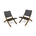 Huntsville Foldable Chair Set Of 2 Black Brown Acacia Wood