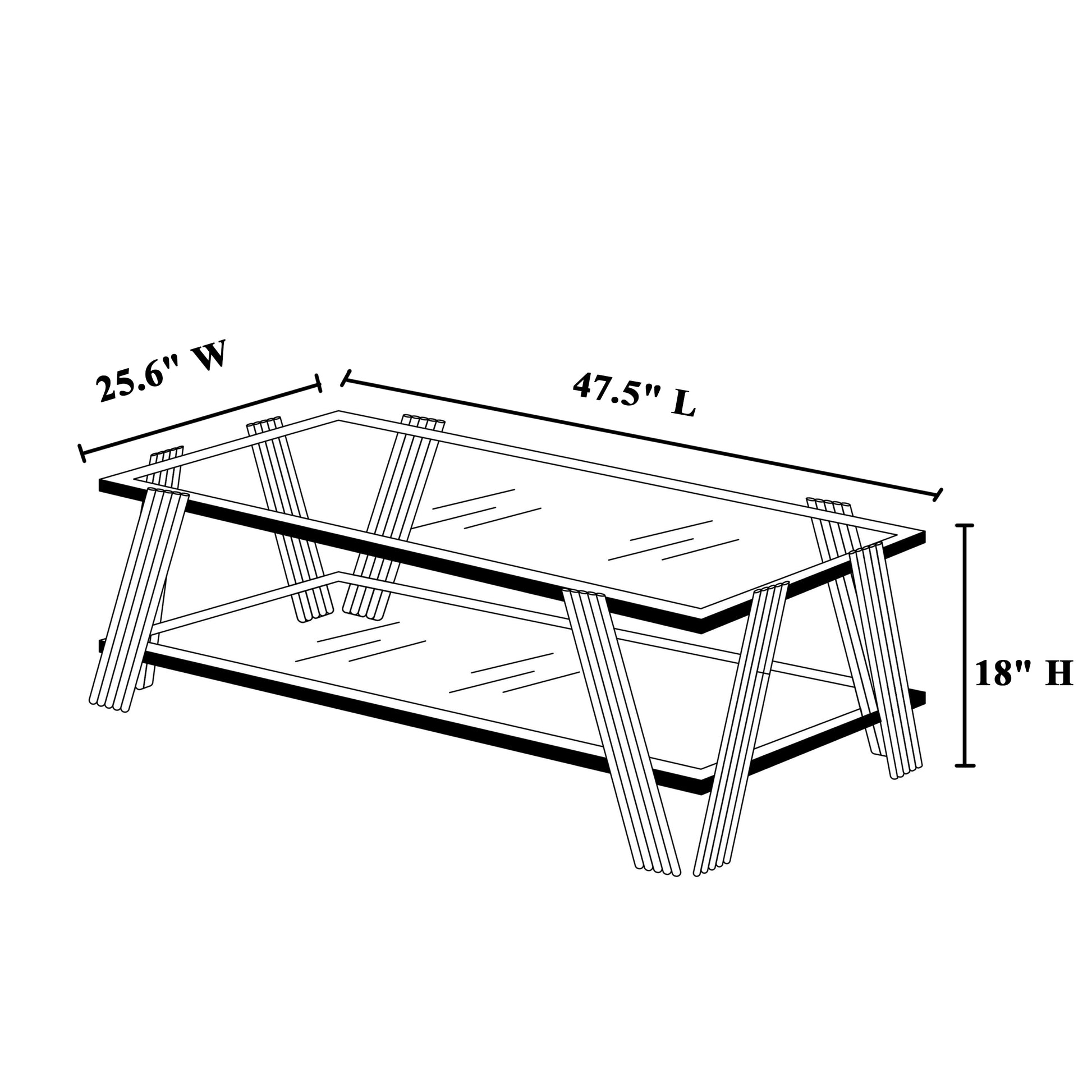 47" Wide Rectangle Modern Stainless Steel Coffee Table, Double Layer Clear Tempered Glass Coffee Table, Center Table With Storage, For Living Room Home Office, Easy Assembly, Silver Clear,Silver