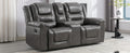 Home Theater Recliner Set Manual Recliner Chair With Wide Armrest, Two Built In Cup Holders For Living Room,Bedroom, Grey Grey Foam Pu