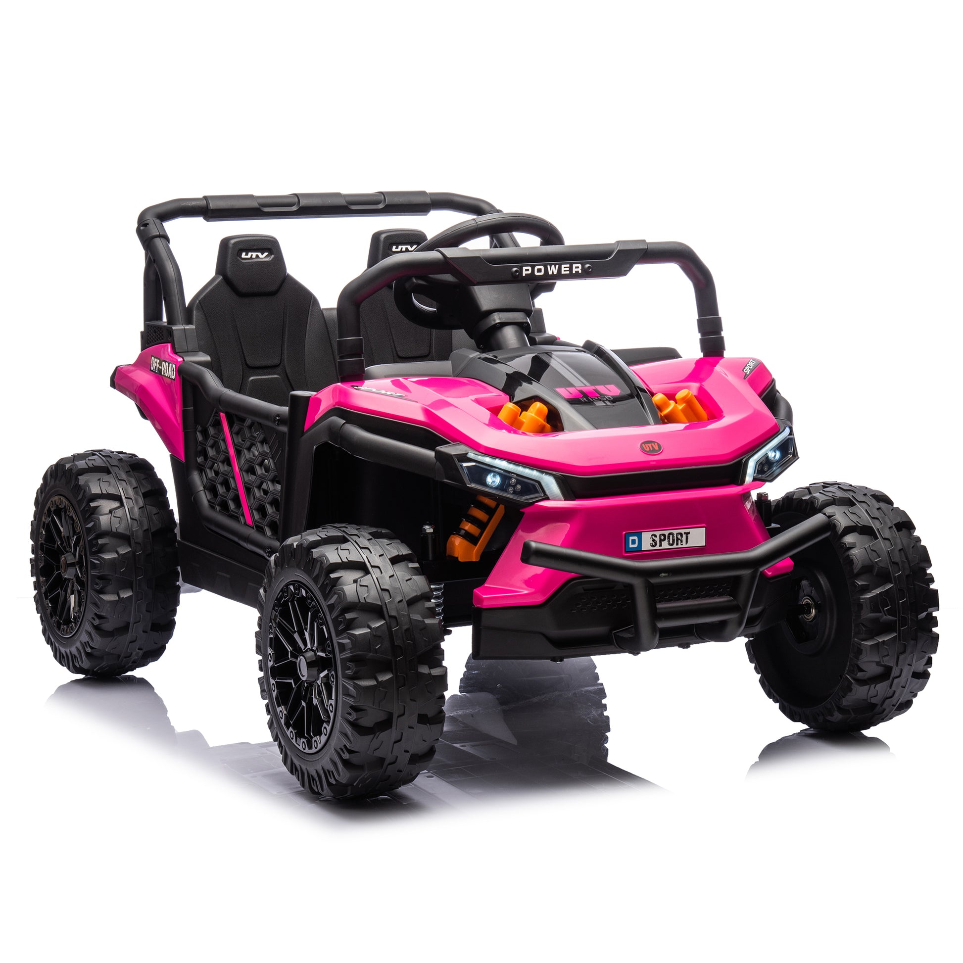 24V Kids Ride On Utv,Electric Toy For Kids W Parents Remote Control,Four Wheel Suspension,Low Start,Adjustable Speed,Multimedia Player,Early Education,Bluetooth,Rear Storage Space For Kids Aged 3 . Pink 50 99 Lbs Polypropylene