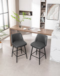 Counter Height Swivel Bar Stools Set Of 2, 360 Swivel Upholstered Barstools With Back And Metal Legs, 25.6