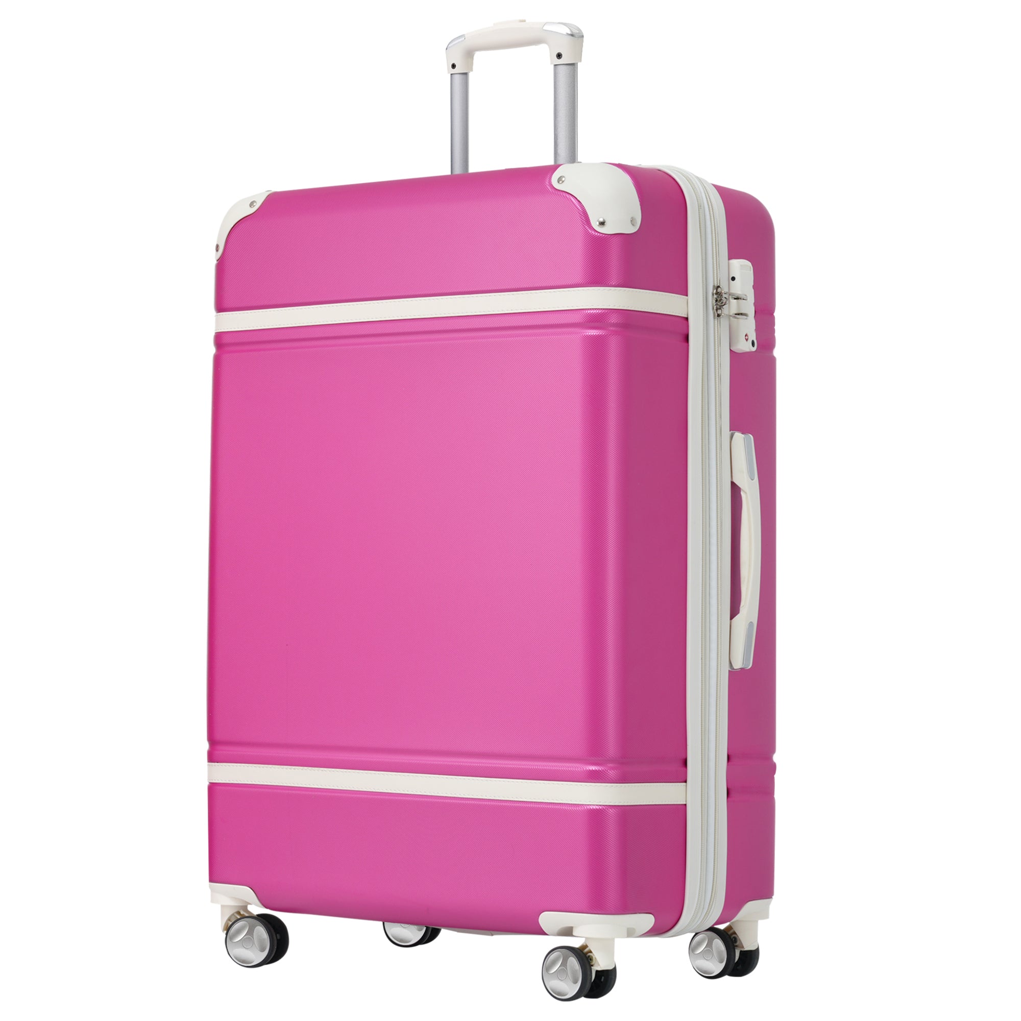 Hardshell Luggage With Tsa Lock28" Expandable Lightweight Suitcase With Spinner Wheels, Single Vintage Luggage,Pink Pink Abs