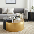 Ying Yang Modern & Contemporary Style 2Pc Coffee Table Made With Iron Sheet Frame In Black & Gold Black Gold Contemporary,Modern Coffee & End Tables Round Iron Iron